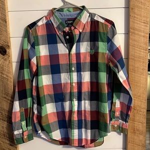 Chaps Youth Boys Plaid Long Sleeve Shirt Size L Easter